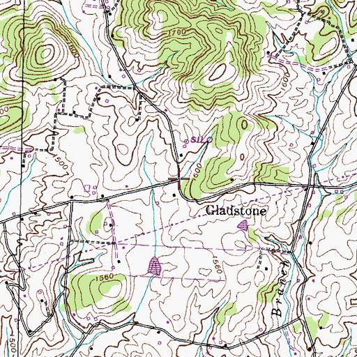 Topographic Map of Gladstone, TN