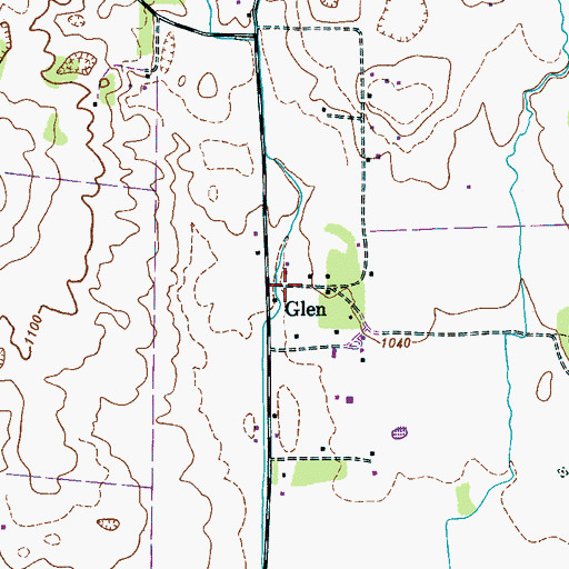Topographic Map of Glen, TN