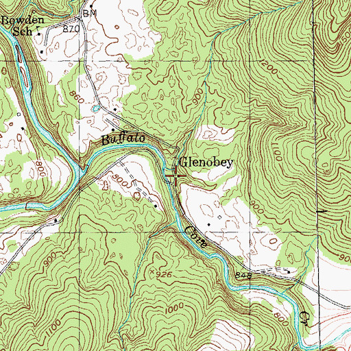 Topographic Map of Glenobey, TN
