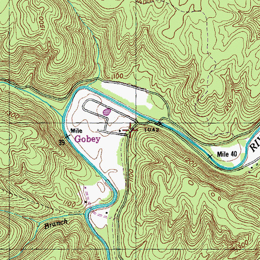 Topographic Map of Gobey, TN
