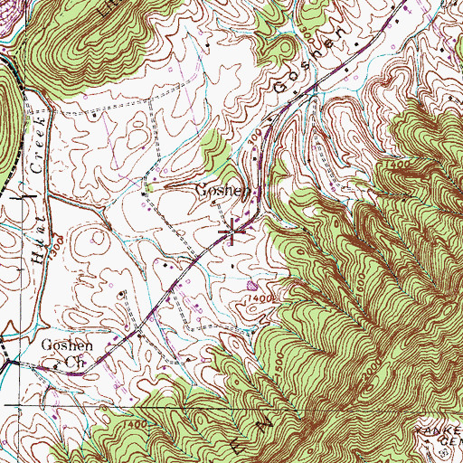 Topographic Map of Goshen, TN