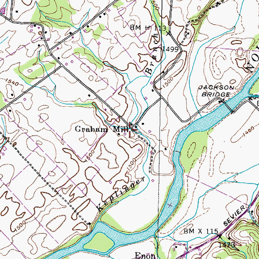 Topographic Map of Graham Mill, TN