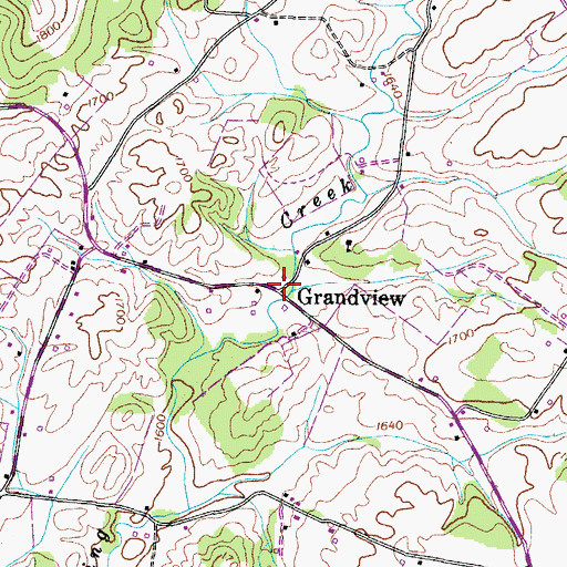 Topographic Map of Grandview, TN