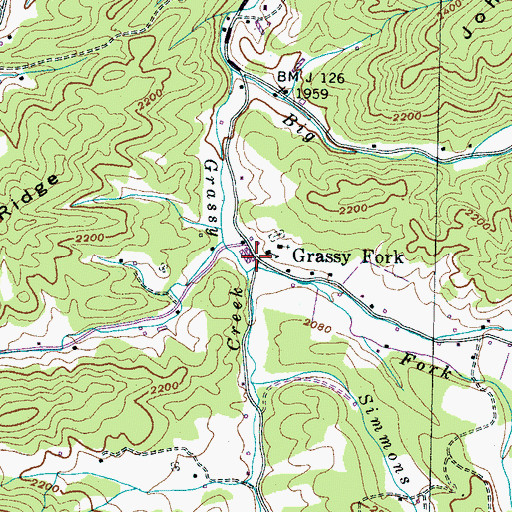 Topographic Map of Grassy Fork, TN