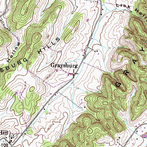 Topographic Map of Graysburg, TN