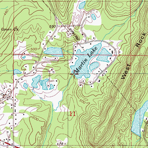 Topographic Map of Lake Martin Dam, AL