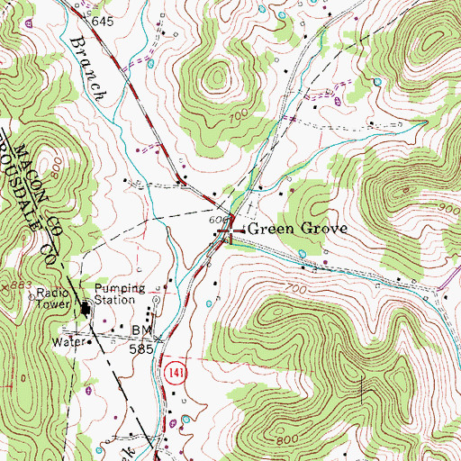 Topographic Map of Green Grove, TN