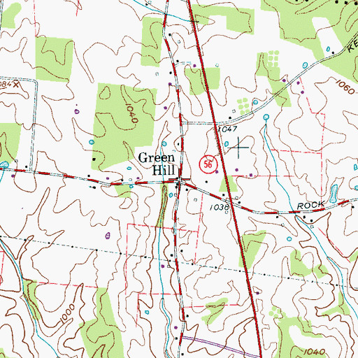 Topographic Map of Green Hill, TN