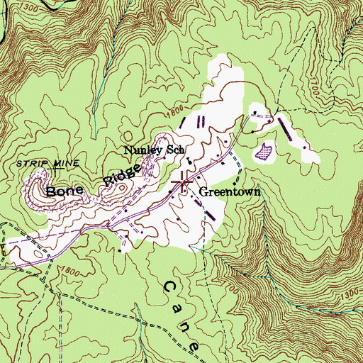 Topographic Map of Greentown, TN