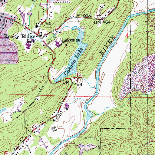 Topographic Map of Cahaba Lake Dam, AL