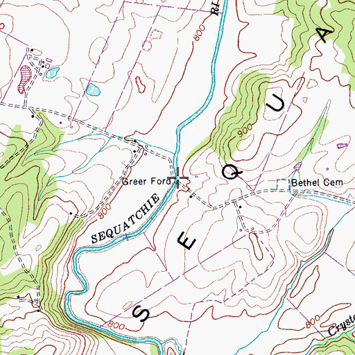 Topographic Map of Greer Ford, TN