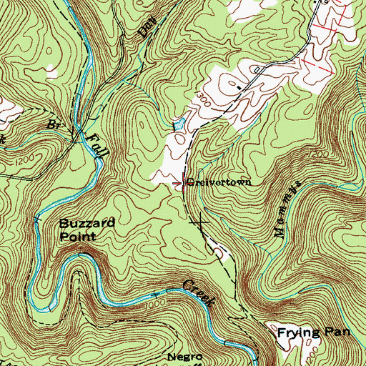 Topographic Map of Greivertown, TN