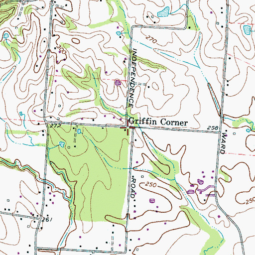 Topographic Map of Griffin Corner, TN