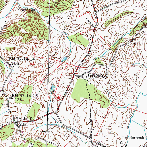 Topographic Map of Grigsby, TN