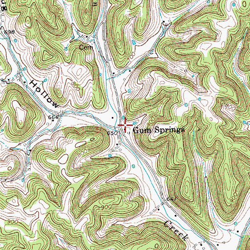 Topographic Map of Gum Springs, TN