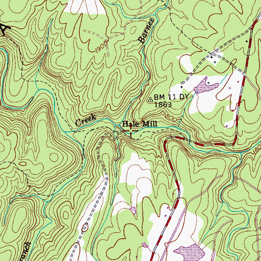 Topographic Map of Hale Mill, TN