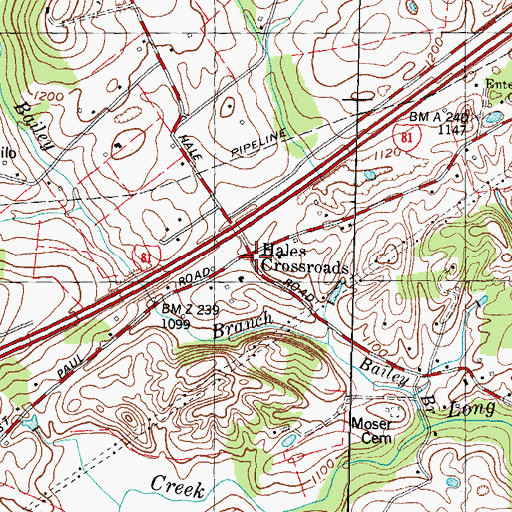 Topographic Map of Hales Crossroads, TN