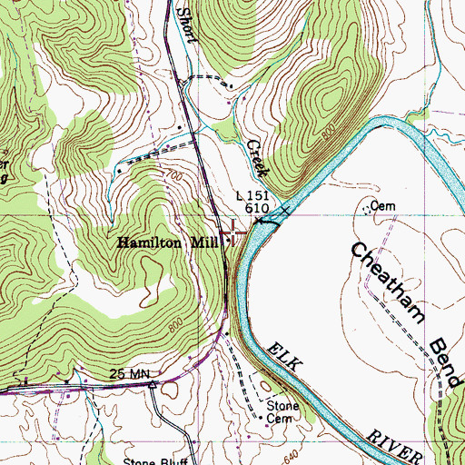 Topographic Map of Hamilton Mill, TN