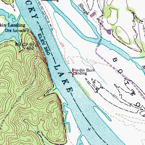 Topographic Map of Hardin Barn Landing, TN