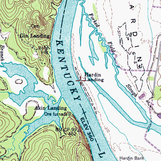 Topographic Map of Hardin Landing, TN
