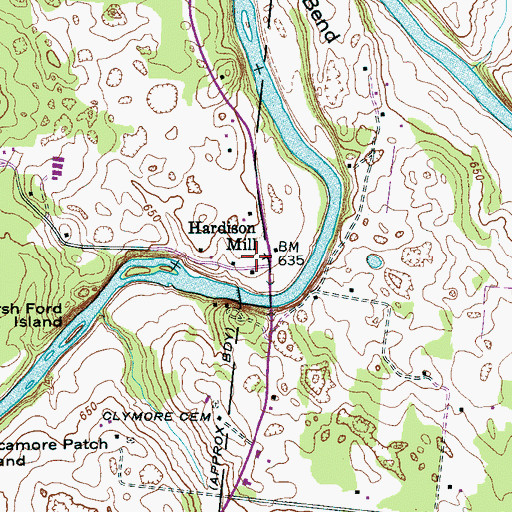 Topographic Map of Hardison Mill, TN