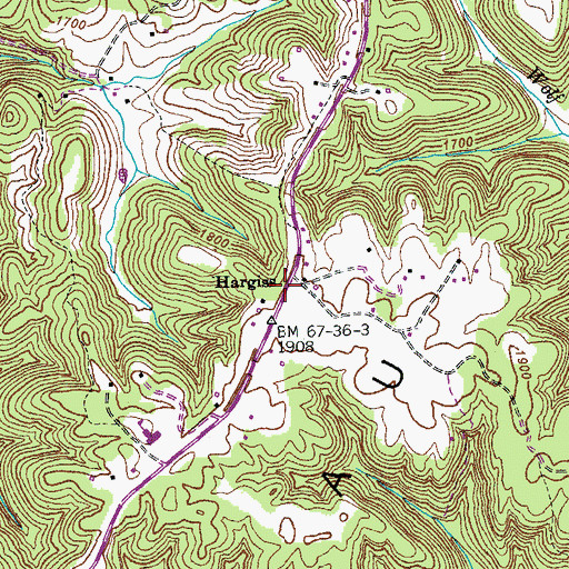 Topographic Map of Hargiss, TN