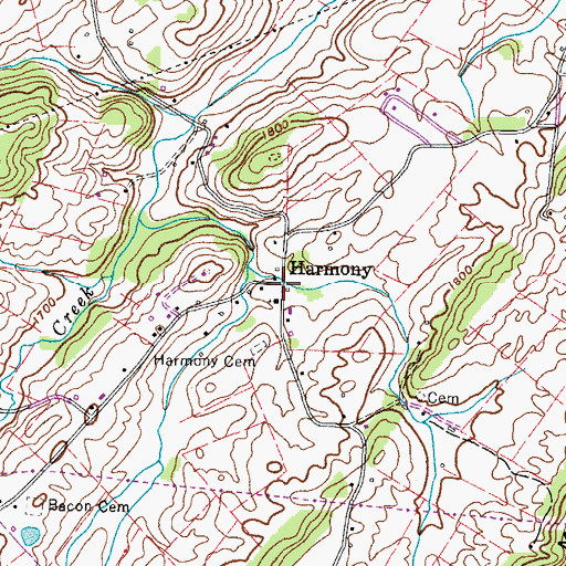 Topographic Map of Harmony, TN