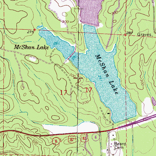 Topographic Map of McShan Lake Number Three, AL