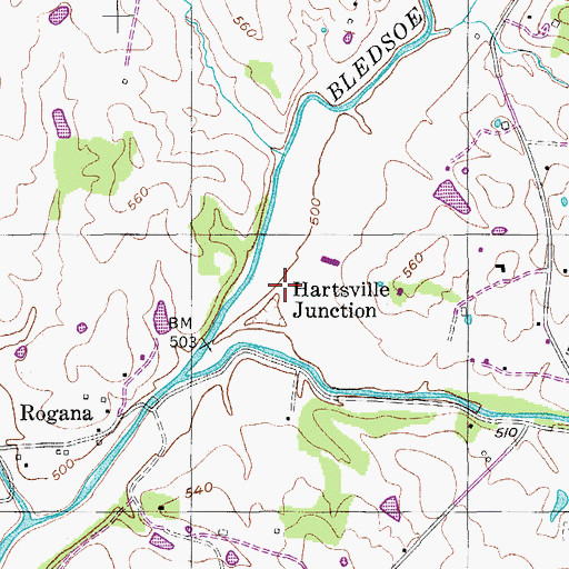 Topographic Map of Hartsville Junction, TN
