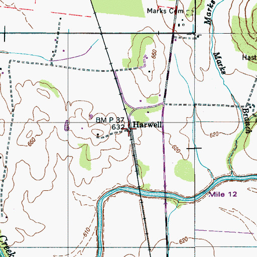 Topographic Map of Harwell, TN