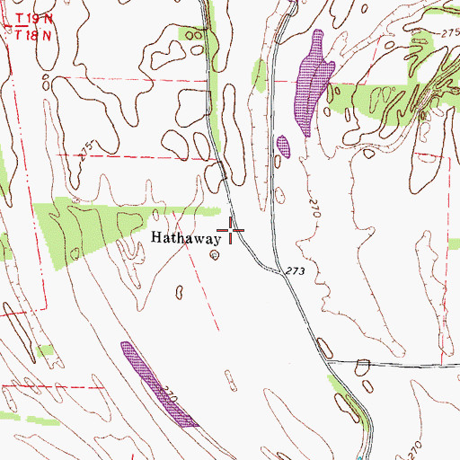 Topographic Map of Hathaway, TN