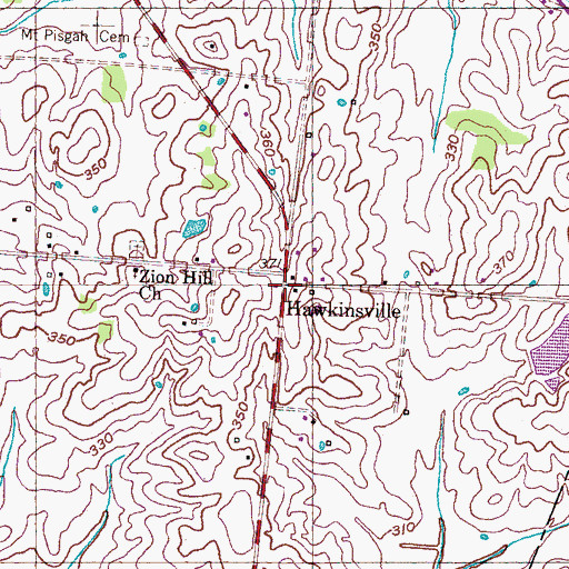 Topographic Map of Hawkinsville, TN