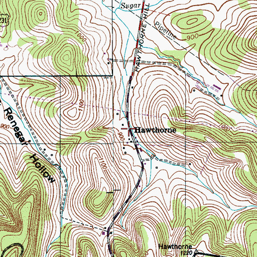 Topographic Map of Hawthorne, TN