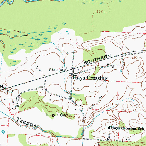 Topographic Map of Hays Crossing, TN