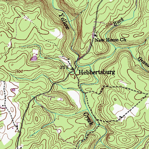 Topographic Map of Hebbertsburg, TN