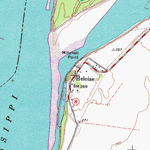 Topographic Map of Heloise, TN