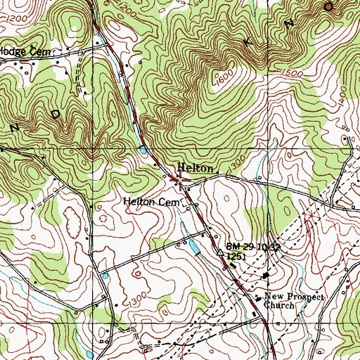 Topographic Map of Helton, TN