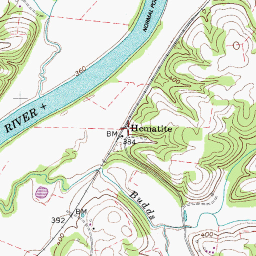 Topographic Map of Hematite, TN