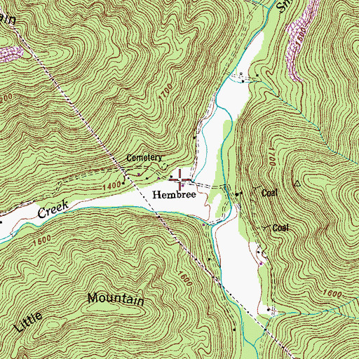 Topographic Map of Hembree, TN