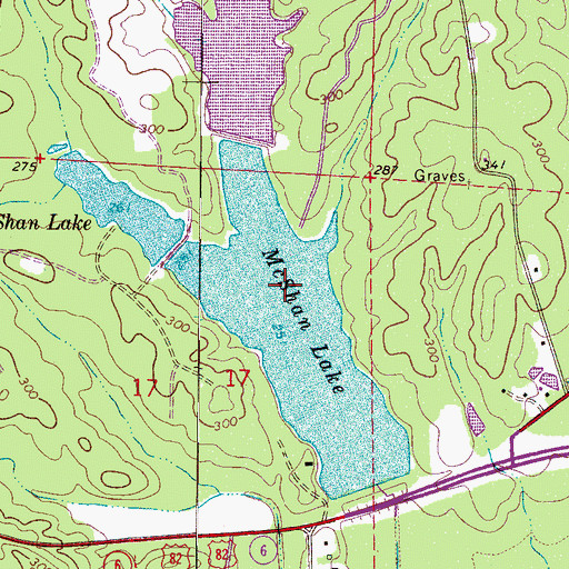 Topographic Map of John McShan Number 2 Dam, AL