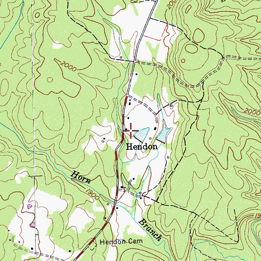 Topographic Map of Hendon, TN