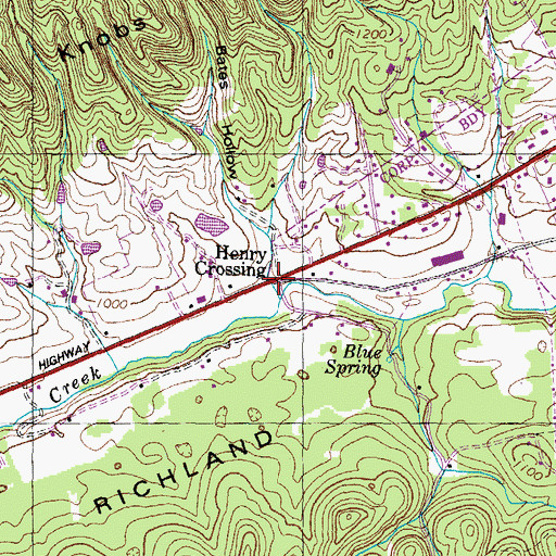 Topographic Map of Henry Crossing, TN