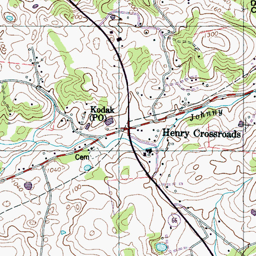 Topographic Map of Henry Crossroads, TN