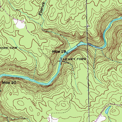 Topographic Map of Henry Ford, TN