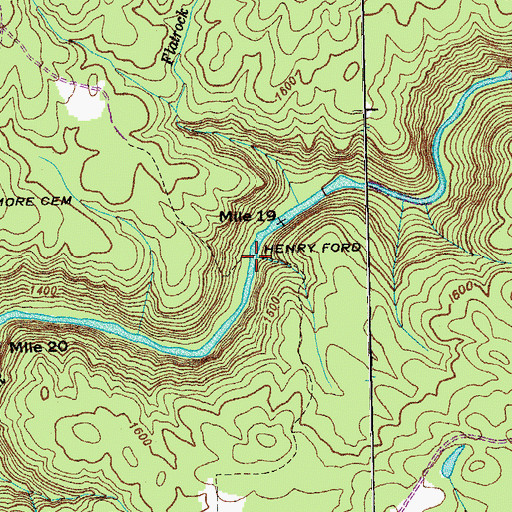 Topographic Map of Henry Ford, TN