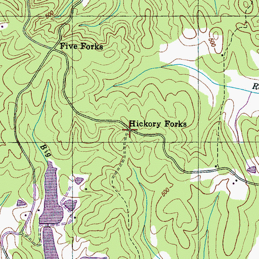 Topographic Map of Hickory Forks, TN