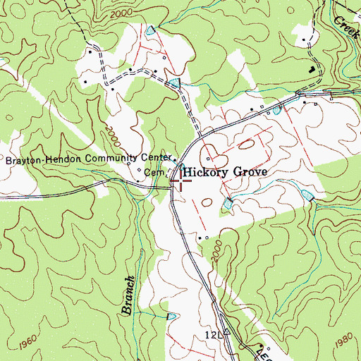 Topographic Map of Hickory Grove, TN