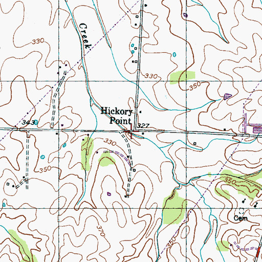 Topographic Map of Hickory Point, TN
