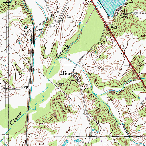 Topographic Map of Hico, TN