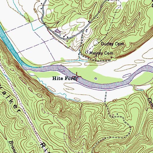 Topographic Map of Hite Ford, TN